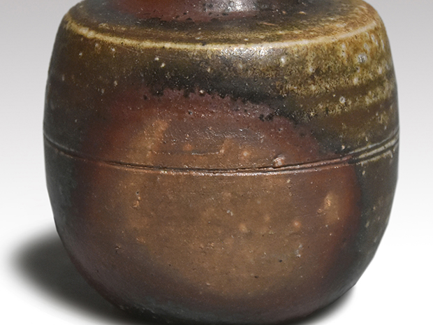 備前茶入 山本竜一(作) 共箱 牙蓋 仕服(太子間道) | 古美術ささき