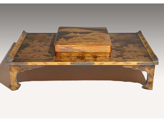 若松蒔絵 文台・硯セット 江戸後期 | 古美術ささき