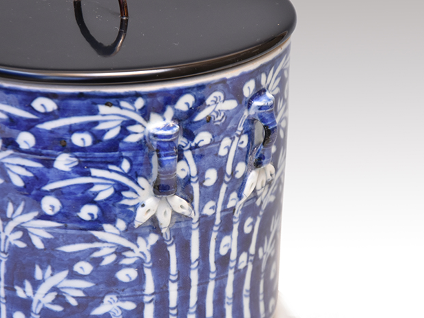 竹文染付水指 清朝末頃 耳付 | 古美術ささき