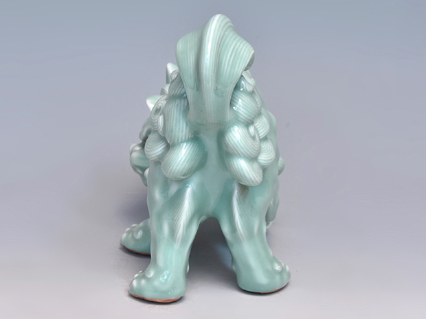 真葛窯 三代 宮川香山(作) 青磁釉 獅子置物 共箱 | 古美術ささき