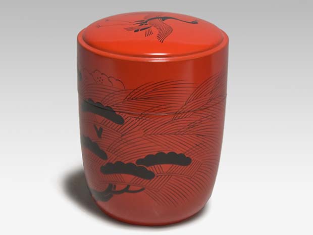 曙棗 鈴木表朔（作）共箱 裏千家 淡々斎在判箱書 仕覆「捻梅唐草緞子