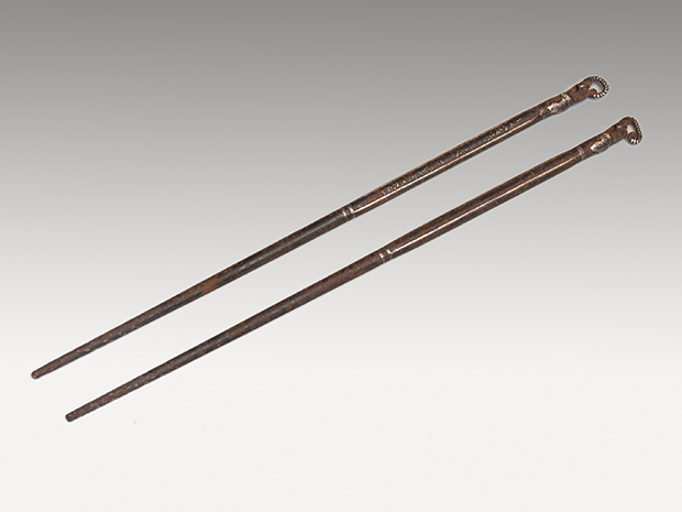 銀象嵌火箸 寒雉作 明珍政幸箱書 | 古美術ささき