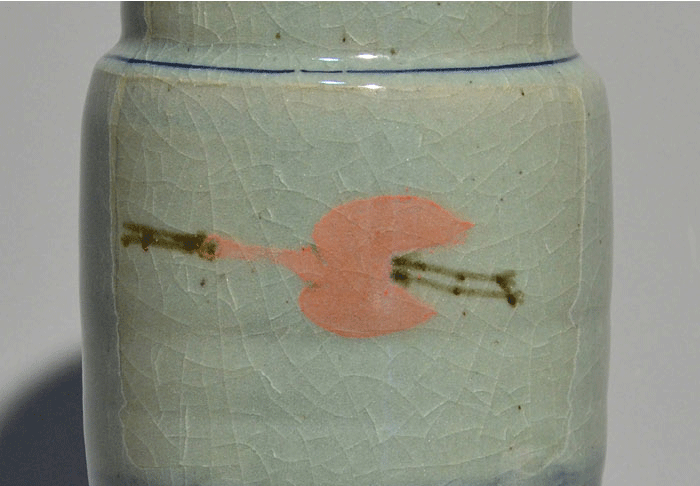 田村耕一(作) 青磁鷺絵壷 花瓶 共箱 未使用 人間国宝 和光取扱 | 古