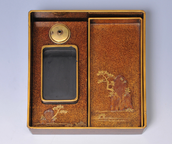 梨地に鶏 高蒔絵 硯箱 江戸後期 | 古美術ささき