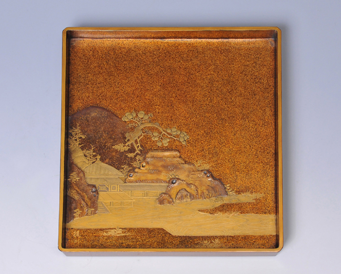 梨地に鶏 高蒔絵 硯箱 江戸後期 | 古美術ささき