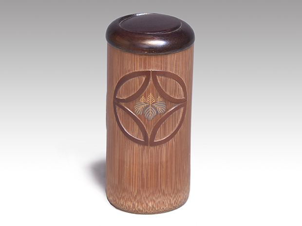 丸紋四君子蒔絵茶箱三つ組 染付山水絵二点揃 桐箱/布付 茶道具 FR81