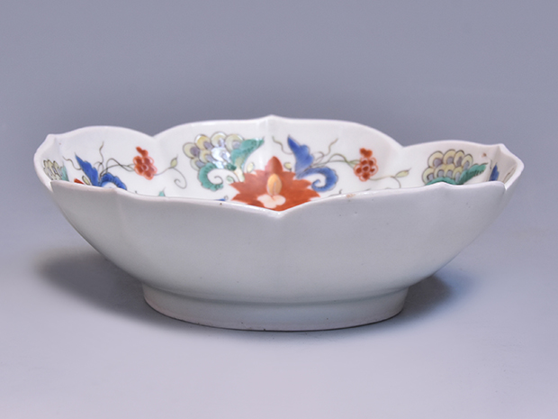 江戸時代 柿右衛門 錦 龍図花鳥絵菊花形皿 五点 博物館級 古美術 古