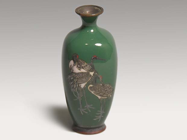 ミニチュア七宝花瓶 鶴文有線七宝 高さ：7.8cm | 古美術ささき