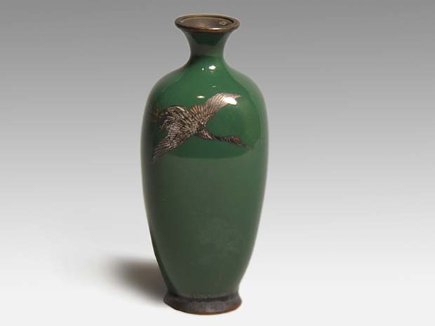 ミニチュア七宝花瓶 鶴文有線七宝 高さ：7.8cm | 古美術ささき