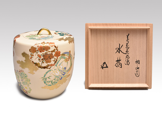 色絵金彩丸紋水指 和田桐山(作) 共箱 鵬雲斎箱書 | 古美術ささき