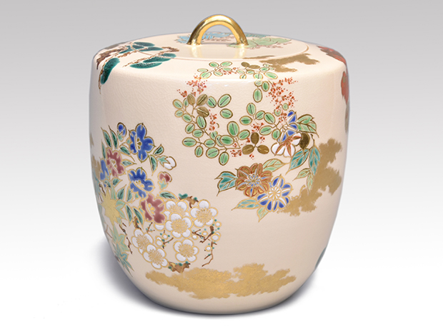 色絵金彩丸紋水指 和田桐山(作) 共箱 鵬雲斎箱書 | 古美術ささき