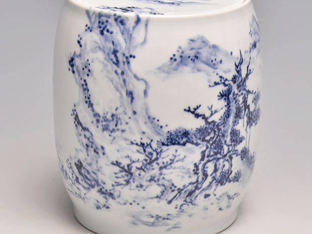 真葛 宮川香斎(作) 染付 山水画水指 共箱 鵬雲斎箱書 | 古美術ささき