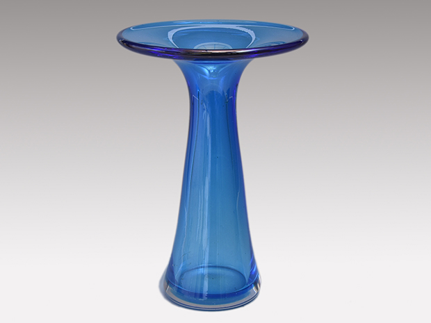 淡島雅吉（造）ブルー ガラス花瓶 | 古美術ささき