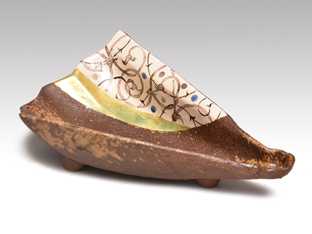 中村梅山 象嵌色絵扇面向付 5客 共箱 | 古美術ささき