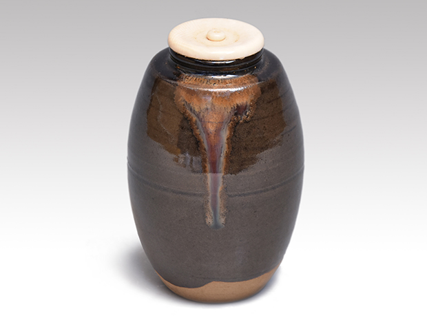 肩衝茶入 洛東 万代草山（作) 共箱 牙蓋 仕服（吉野間道) | 古美術ささき