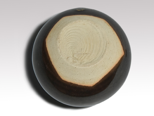 丸壷茶入 桶谷定一（作) 共箱 象牙蓋 仕服（扇面宝尽) | 古美術ささき