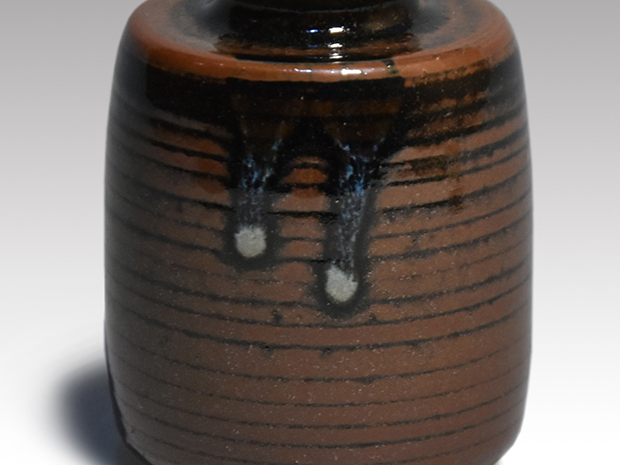 大名物 円乗坊写茶入 松本鉄山(作) 共箱 象牙蓋 仕服(花兎金襴) 未使用