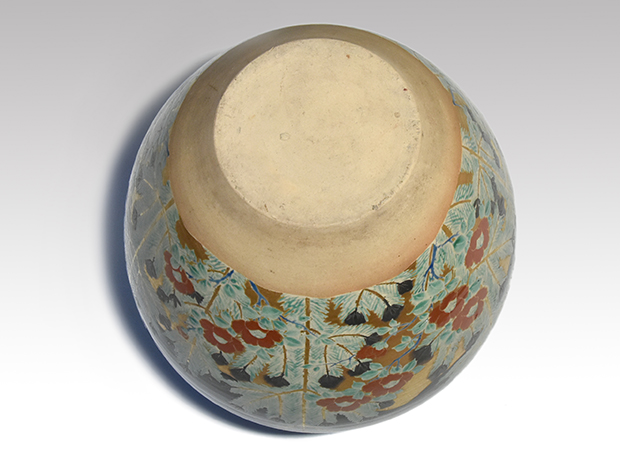 茶壷・飾壷 仁清(摸) 大形 色絵金彩若松図 八田円斎(作) 共箱 淡々斎箱