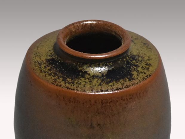 丹波焼 肩衝茶入 市野信水(作) 象牙蓋 仕服 共箱 | 古美術ささき