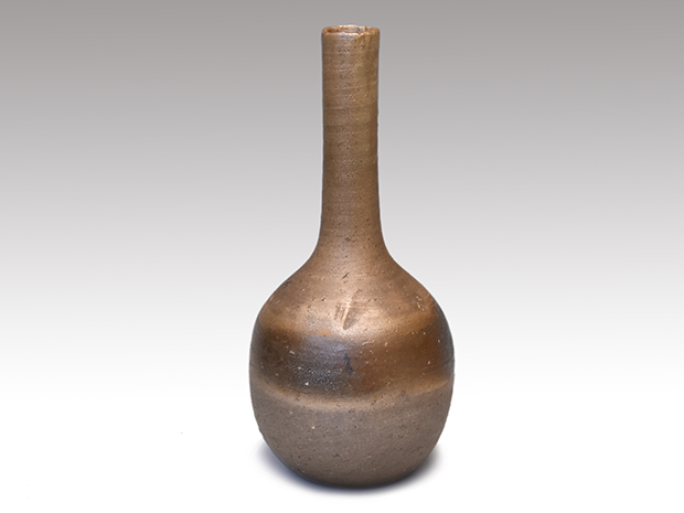 備前細口花入 山本陶秀（作) 共箱 人間国宝 | 古美術ささき