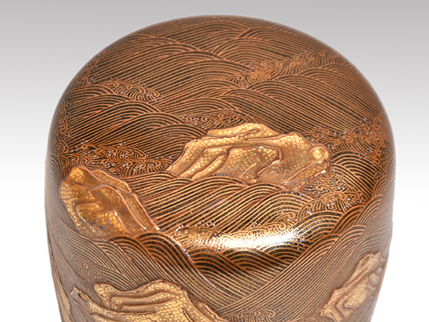 豊平翠香(作)名品 岩波蒔絵 大棗 内金地に切金入 共箱 鵬雲斎大宗匠朱