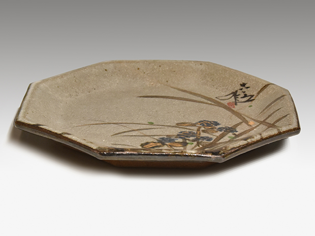 古稀彩 露草絵飾皿 六代・六世 清水六兵衛(作) 共箱 | 古美術ささき