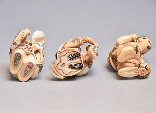 象牙製 七福神根付 銘有 | 古美術ささき