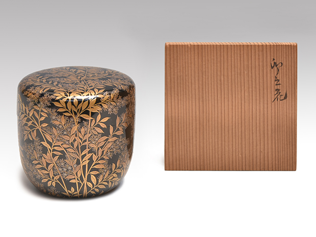 名工 豊平翠仙(作) 卯の花蒔絵棗 内梨地 共箱 | 古美術ささき