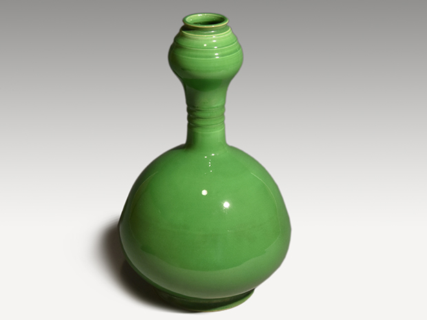 萌黄交趾 花入 永楽善五郎(即全)作 共箱 | 古美術ささき