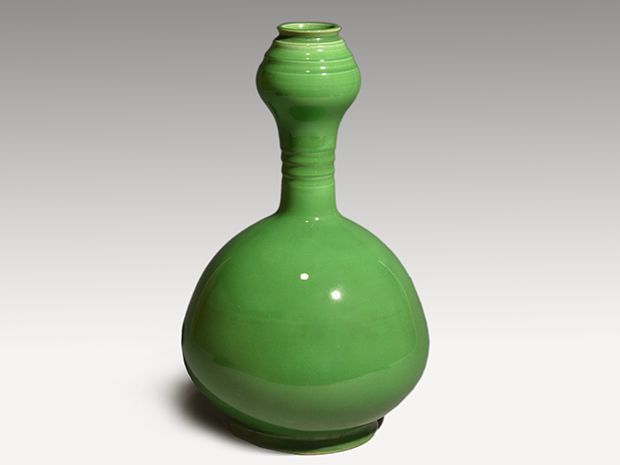 萌黄交趾 花入 永楽善五郎(即全)作 共箱 | 古美術ささき