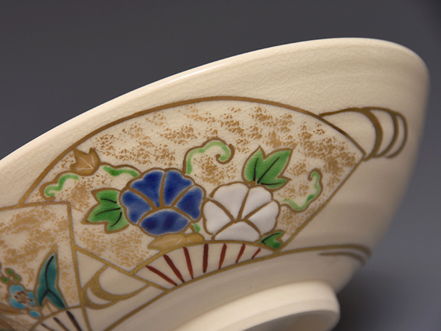 平安桐鳳（造）仁清写 扇面流文 平茶碗 共箱 | 古美術ささき