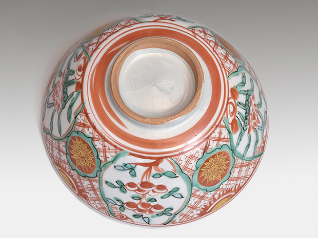 呉須赤絵写 金襴赤絵玉取獅子図鉢 二代 三浦竹泉（造）共箱 | 古美術ささき