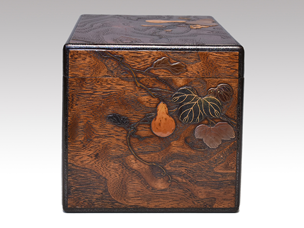木地蒔絵茶箱 瓢箪高蒔絵 内梨地 蟹に流水菊蒔絵 | 古美術ささき