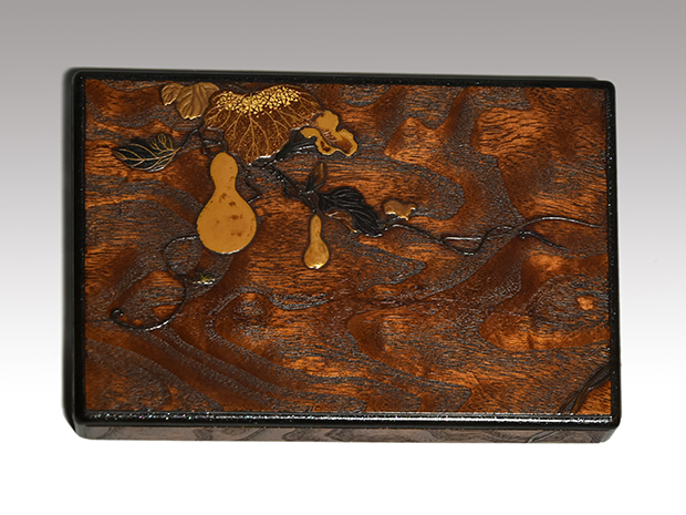 木地蒔絵茶箱 瓢箪高蒔絵 内梨地 蟹に流水菊蒔絵 | 古美術ささき