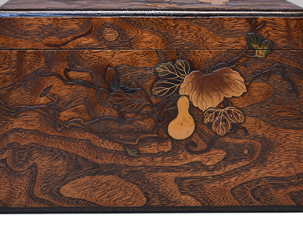 木地蒔絵茶箱 瓢箪高蒔絵 内梨地 蟹に流水菊蒔絵 | 古美術ささき