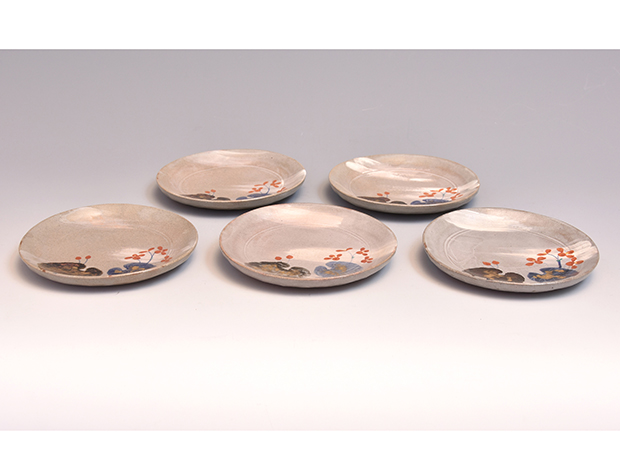 永楽善五郎(即全)作 乾山写秋海棠画 皿 5枚 共箱 | 古美術ささき