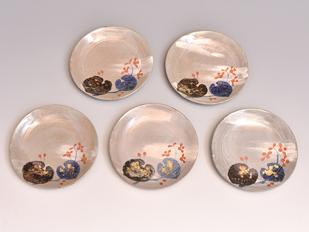 永楽善五郎(即全)作 乾山写秋海棠画 皿 5枚 共箱 | 古美術ささき
