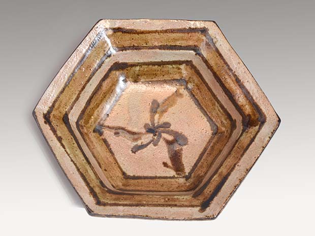 鉄絵六角鉢 浜田庄司（作） 共箱 | 古美術ささき