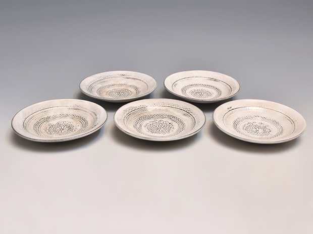 土平窯 藤ノ木土平 (造) 三島唐津 組皿 5客揃 共箱 | 古美術ささき