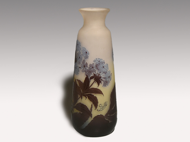 Galle ガレ 花文 フラワーベース 被せガラス 1900年代初頭 | 古美術ささき