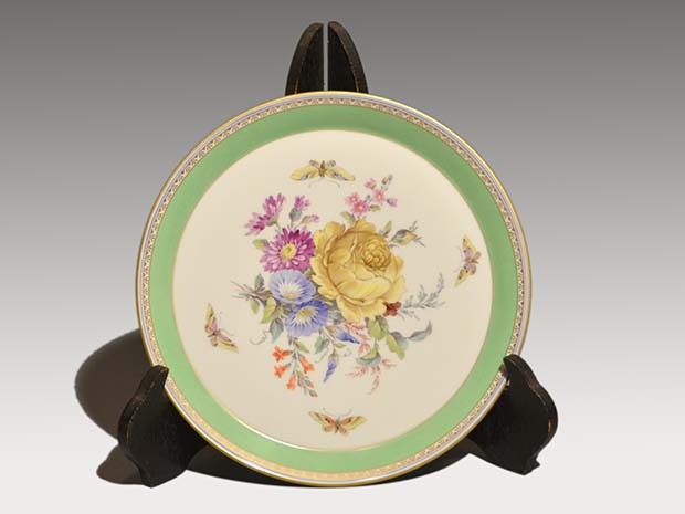 ドイツ ベルリンKPM 花蝶文 20㎝ プレート 飾り皿 1870～1910年頃 | 古