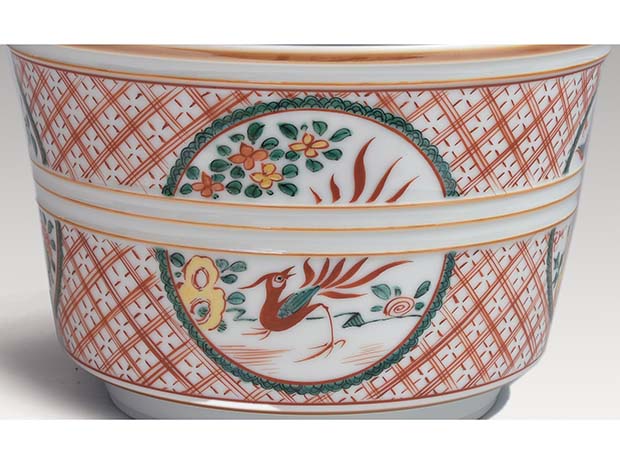 五代 三浦竹泉(作) 赤絵花鳥文水指 共箱 誂え塗蓋付 | 古美術ささき