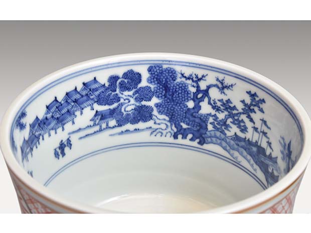 五代 三浦竹泉(作) 赤絵花鳥文水指 共箱 誂え塗蓋付 | 古美術ささき