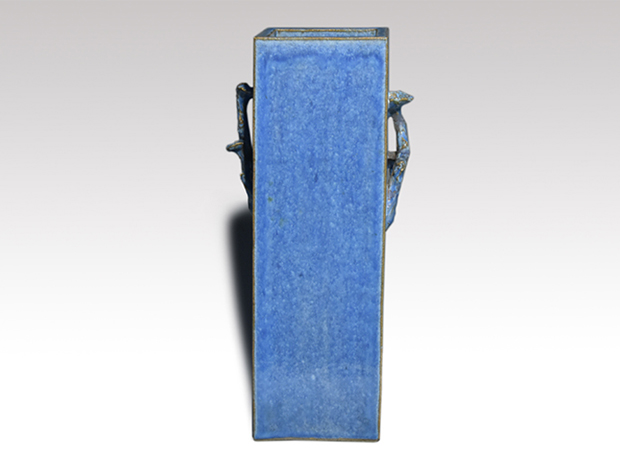 二代 伊東陶山（作） 四方形霊芝耳花瓶 共箱 海鼠釉 京焼 | 古美術ささき