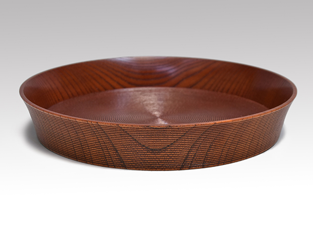 渡辺喜三郎（塗）川北浩一（造）糸目盆 共箱 | 古美術ささき