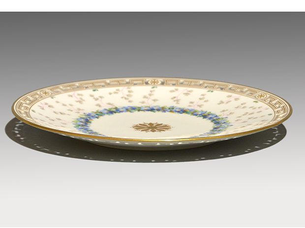 英国アンティーク MINTON ミントン 花文（青）オープンワーク 金彩