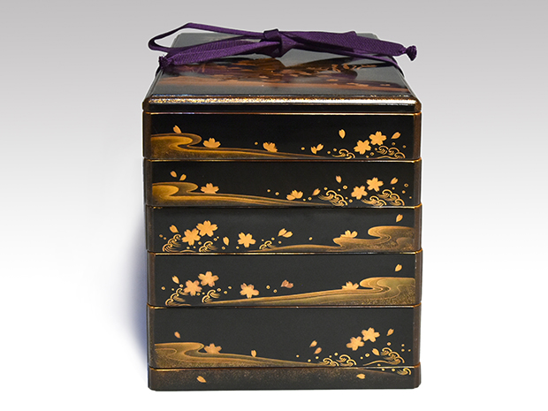 春秋蒔絵 五段重 長箱 小物箱 菓子器 コレクション箱にも | 古美術ささき