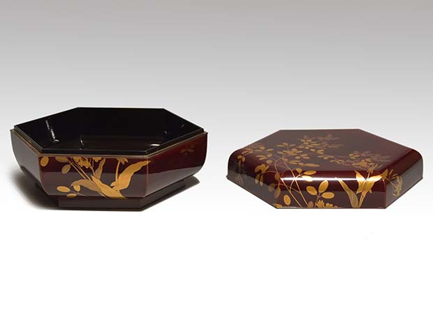 平安象彦 錦曇 木製 二段重箱 茶道具 和菓子 花見 未使用 平安象彦 錦