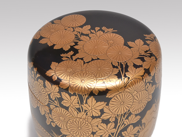 菊蒔絵棗 豊平翠仙(作) 共箱 翠香箱 | 古美術ささき