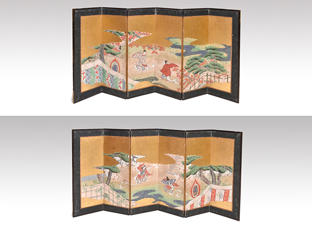 雛屏風 春秋図 江戸中期 六曲一双 | 古美術ささき